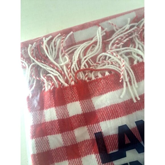 NEW Lands End CashTouch Throw Blanket Red White Plaid Fringe Soft Warm Cozy - Picture 2 of 4